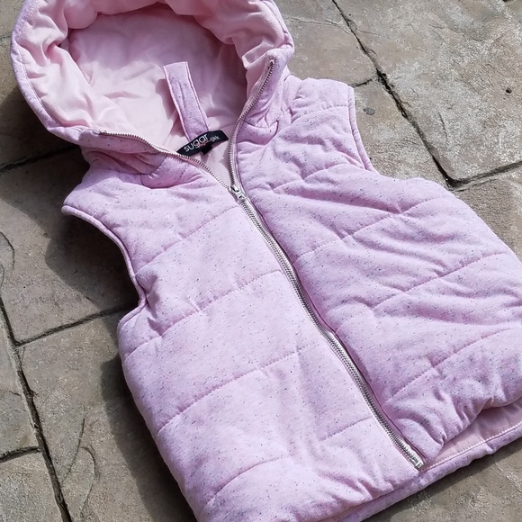Sugar Rush Other - Sugar Rush Pink Speckled Hooded Puffer Vest Size L